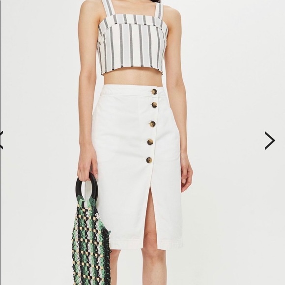 Topshop Dresses & Skirts - Topshop White Horn Denim Midi Skirt NWT 4